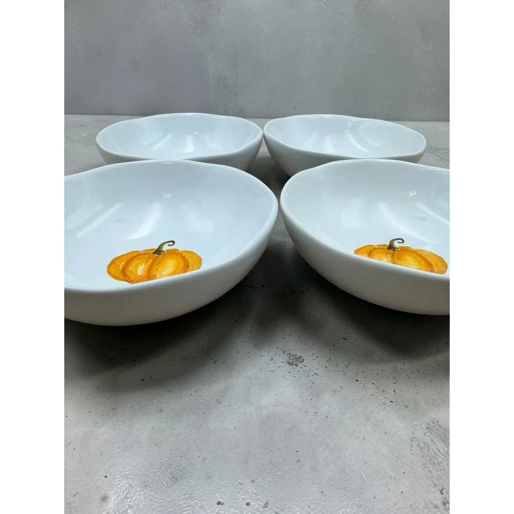Set 4 Williams Sonoma Sugar Pumpkin Bowls Wavy Edge 5.5